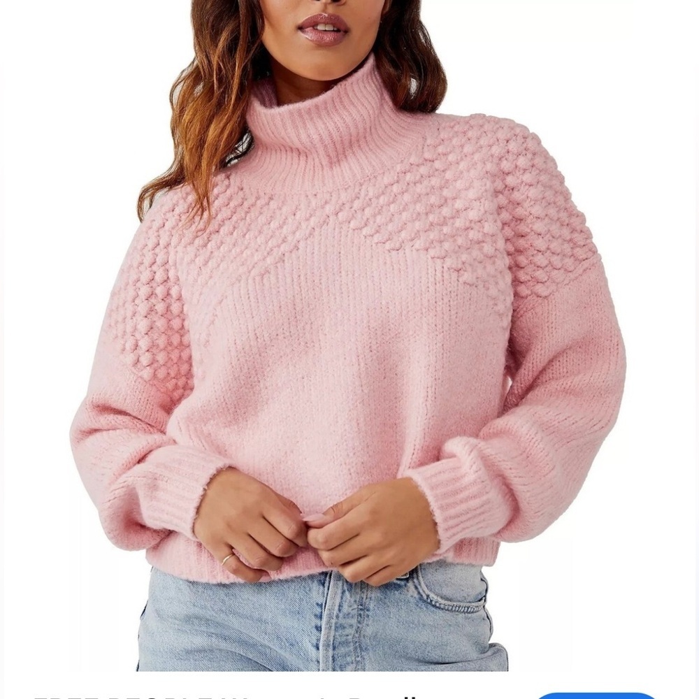 Free People Women's Soft Pink Turtleneck Sweater